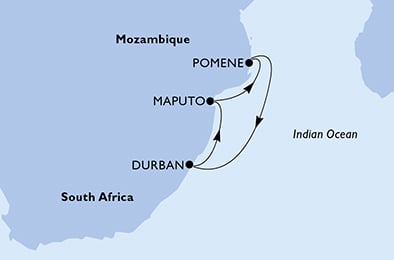 Portugues Island Cruise | 4 nights | MSC Musica | Durban - Portuguese Island - Pomene - Durban | UHIAUHIB